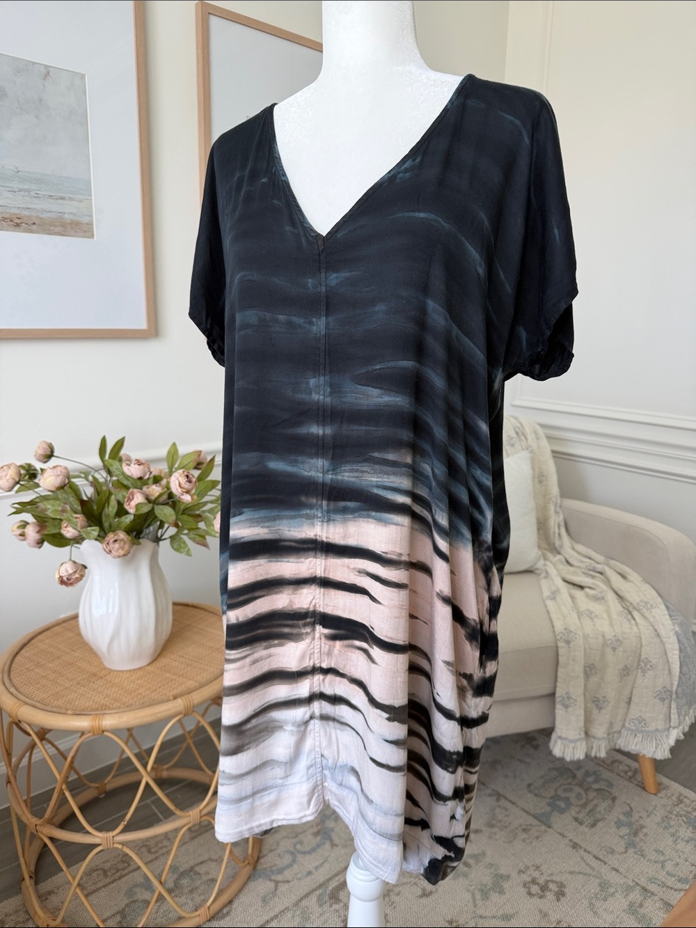 River + Sky Brooklyn Dress Hand Dyed EcoVero Resortwear Coastal Boho M - Picture 5 of 13